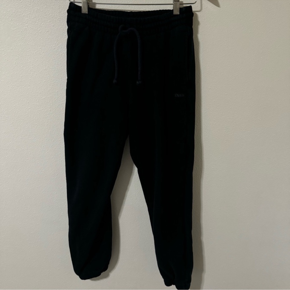 Aritzia TNA Cozy Fleece Boyfriend Fit Mid Rise Sweatpant Black Athleisure-Small